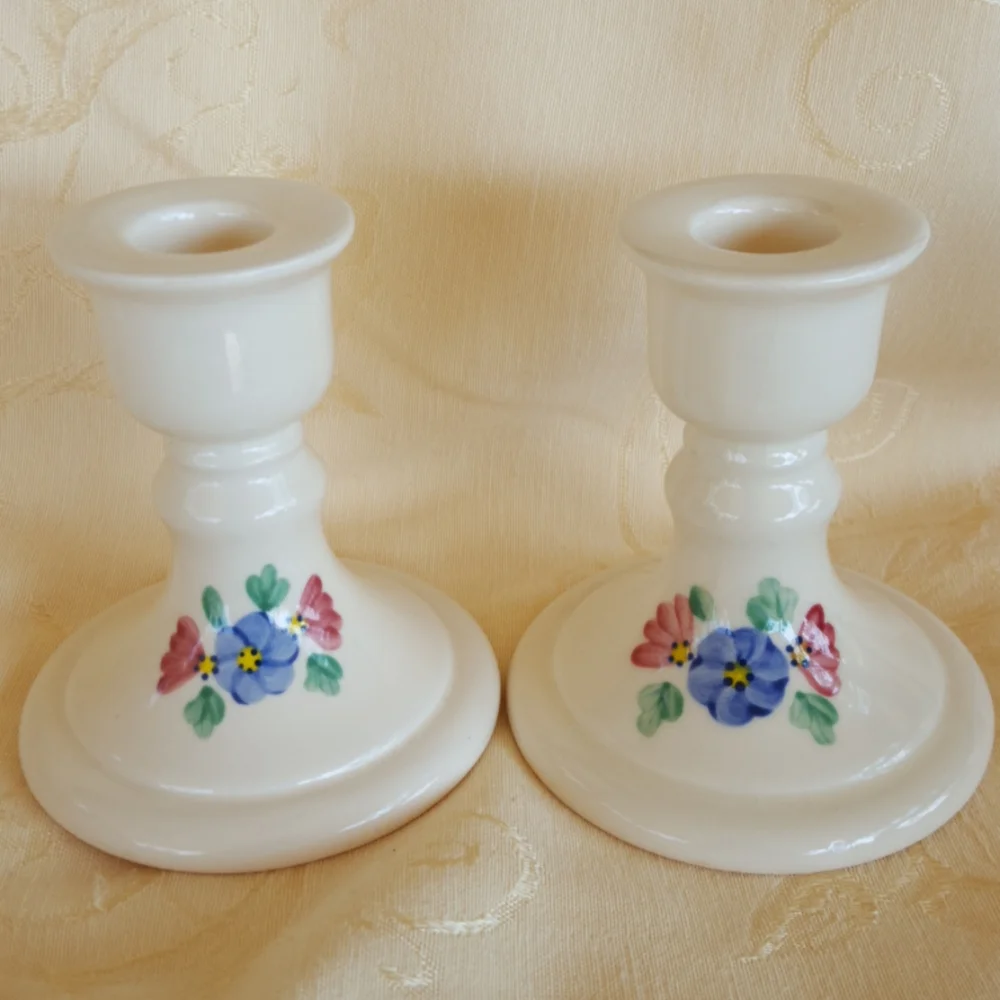 Candle Holder Set of 2 Hand Painted New